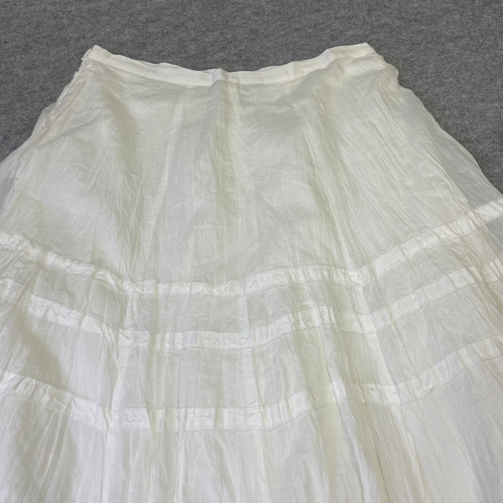 Lauren Ralph Lauren White Crinkled Cotton Skirt Flowy Midi Length Size 12 Boho - Picture 10 of 14